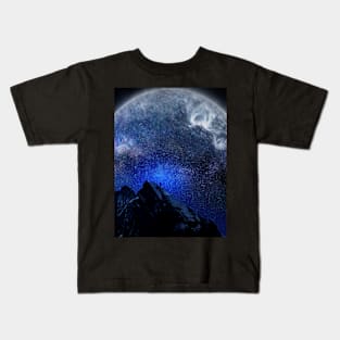 Man Hiking Night Sky A Visual Art Kids T-Shirt